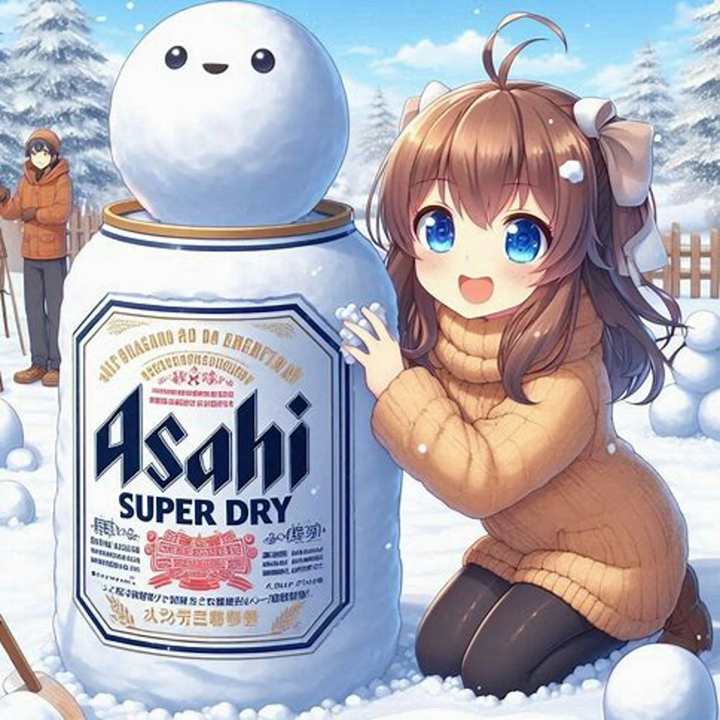 雪像作りをしている小さな女の子