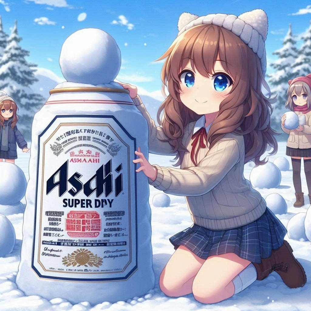 雪像作りをしている小さな女の子