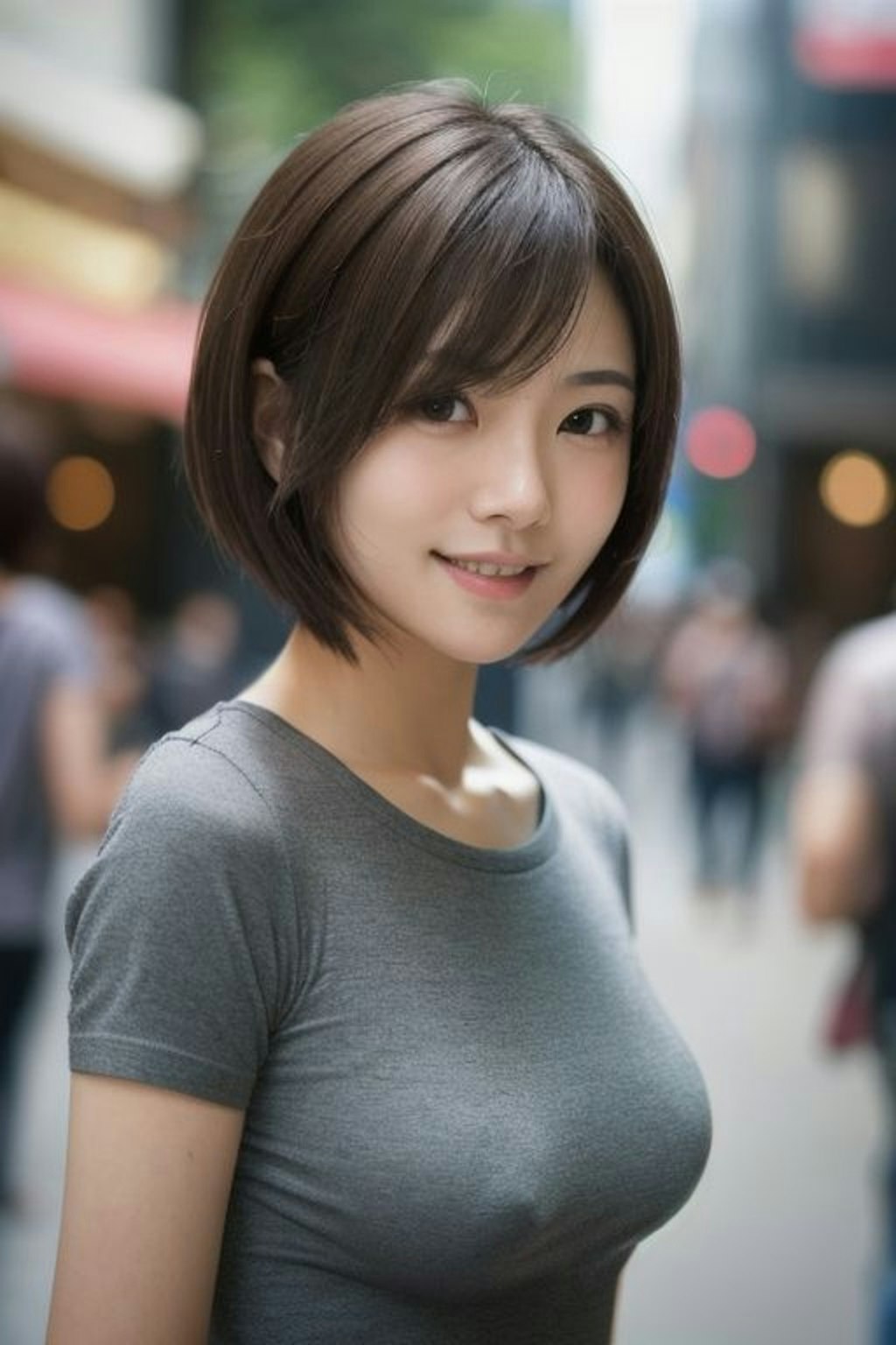 横乳がエロい街の着衣巨乳美女｜clothed busty