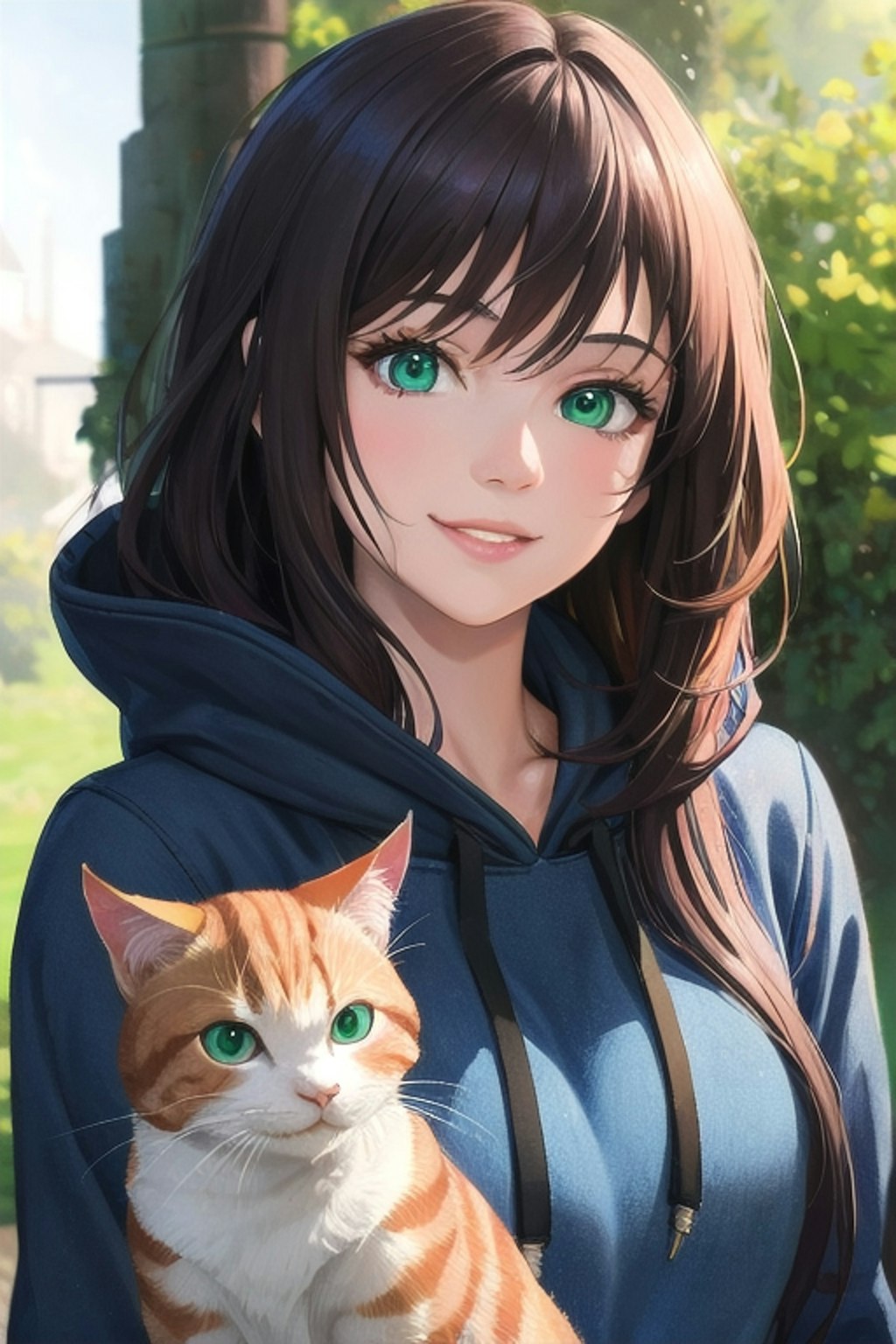 猫を抱いた彼女