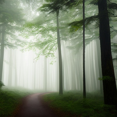 濃霧の林道