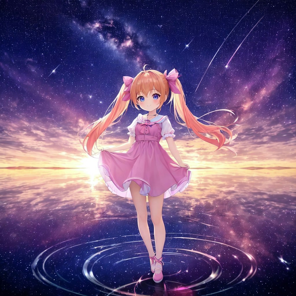 夕暮れの星空