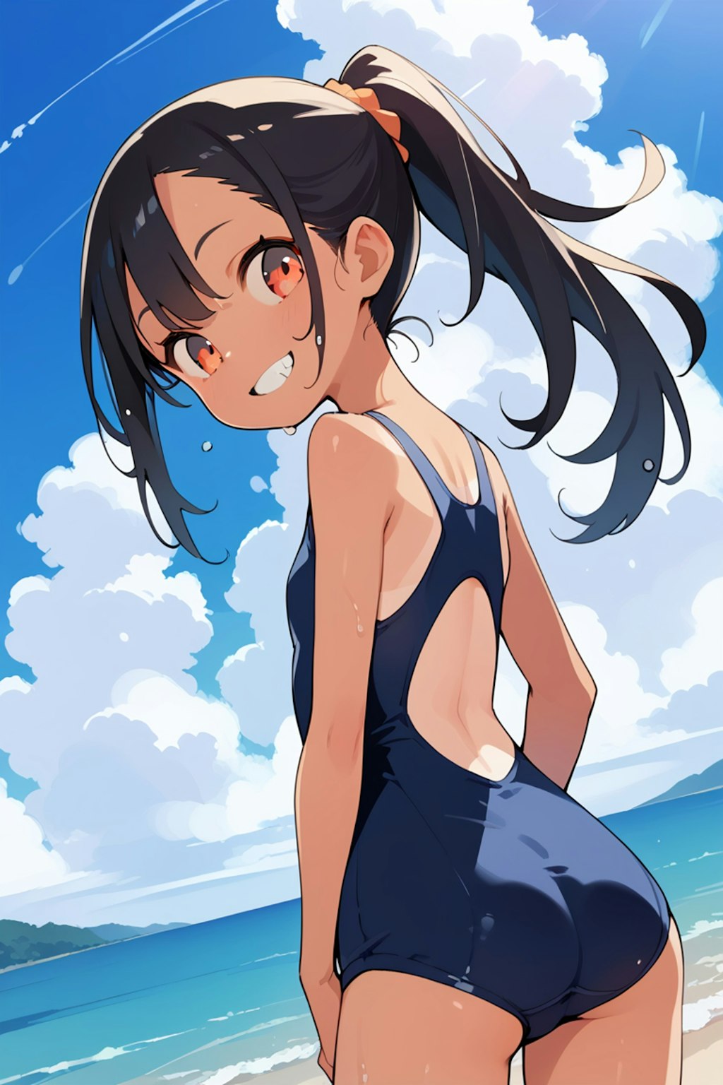 夏休みで海に来た女の子