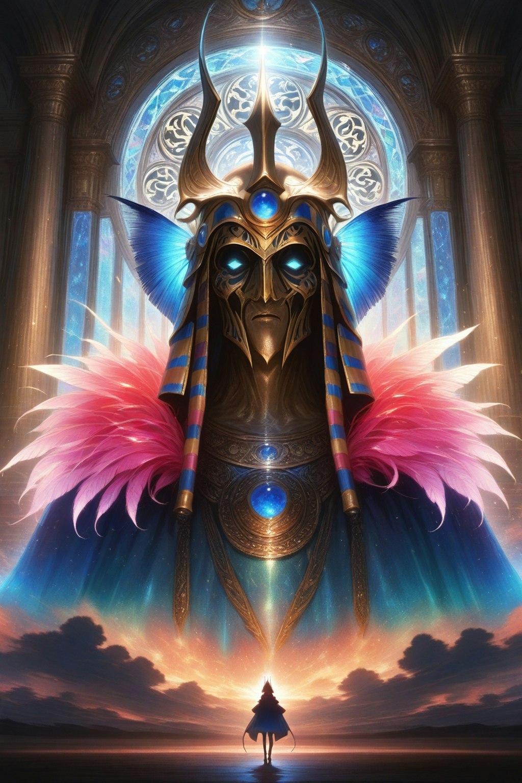 pharaoh with feather boa