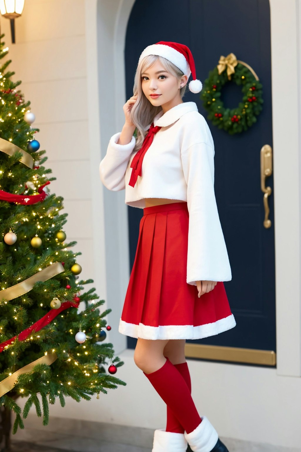 p217 セーラー服っぽいコスプレサンタ服