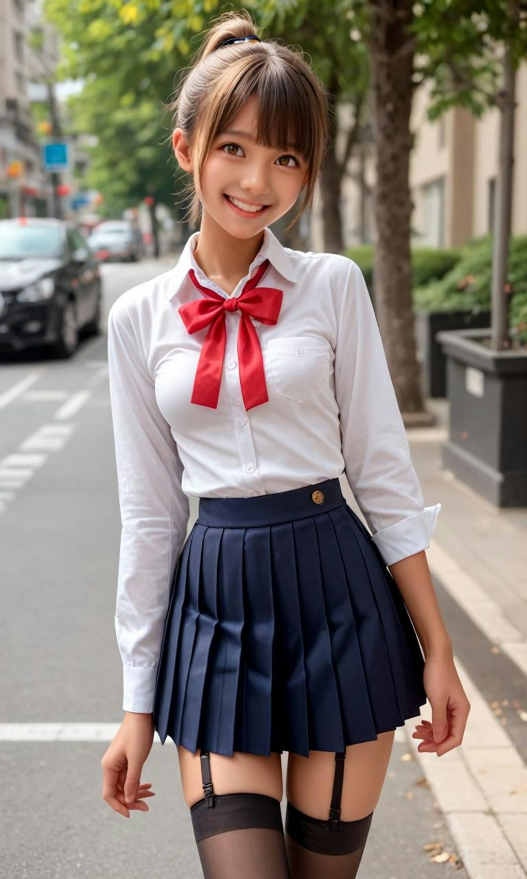 街角ポニーテール女子高生