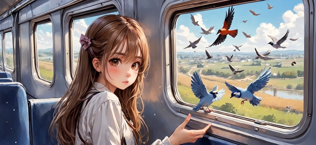 鳥と少女と電車