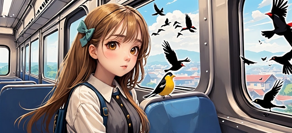 鳥と少女と電車