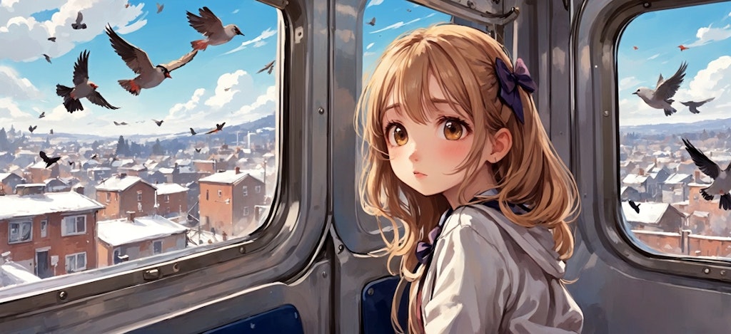 鳥と少女と電車