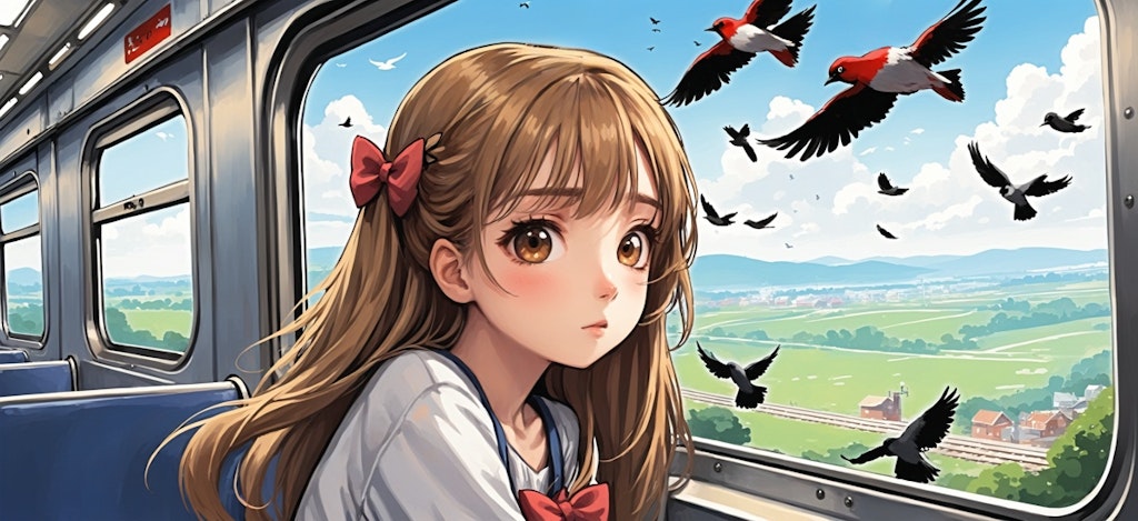 鳥と少女と電車