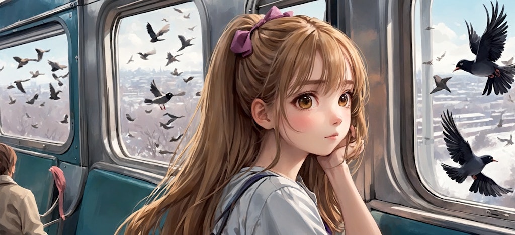 鳥と少女と電車