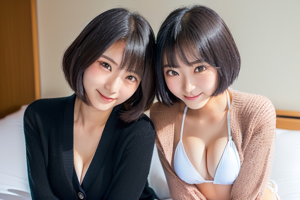 美乳姉妹に挟まれて