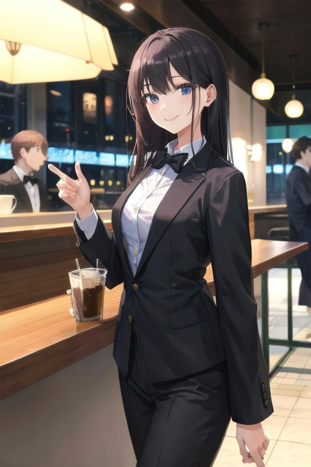 タキシード美少女エリカ　カフェで談話中