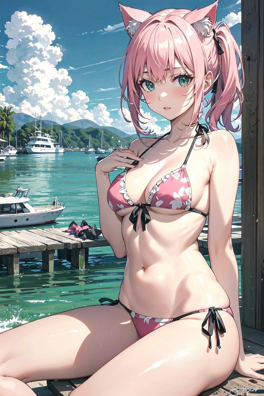 大きな湖にて👙💕✨