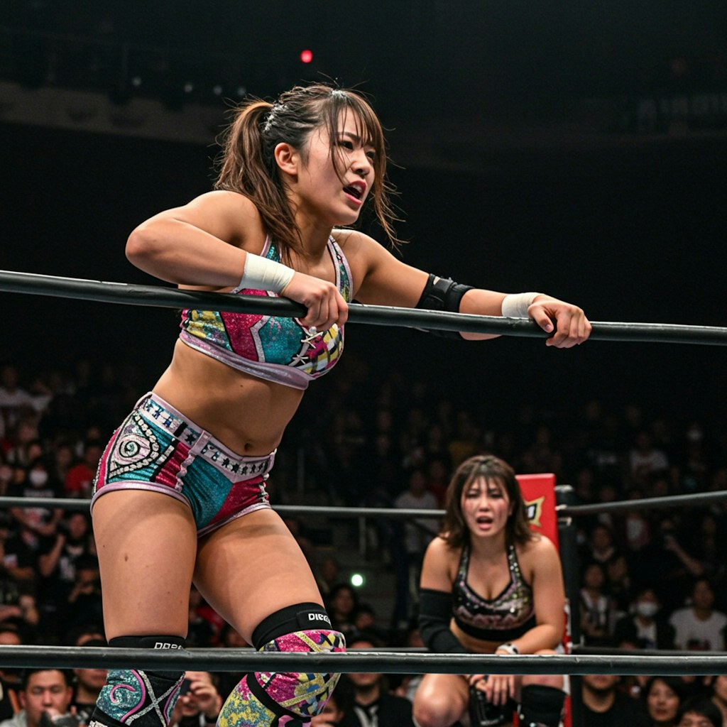 深夜のプロレス技習作　飛び込み編