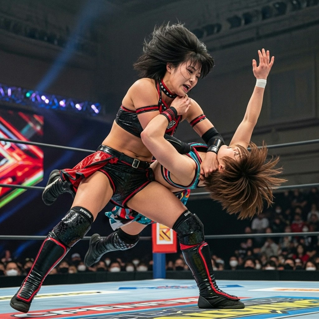 深夜のプロレス技習作　飛び込み編