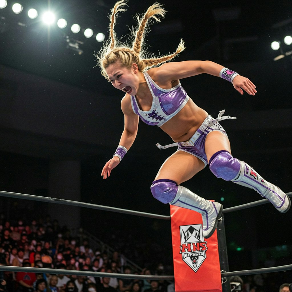 深夜のプロレス技習作　飛び込み編