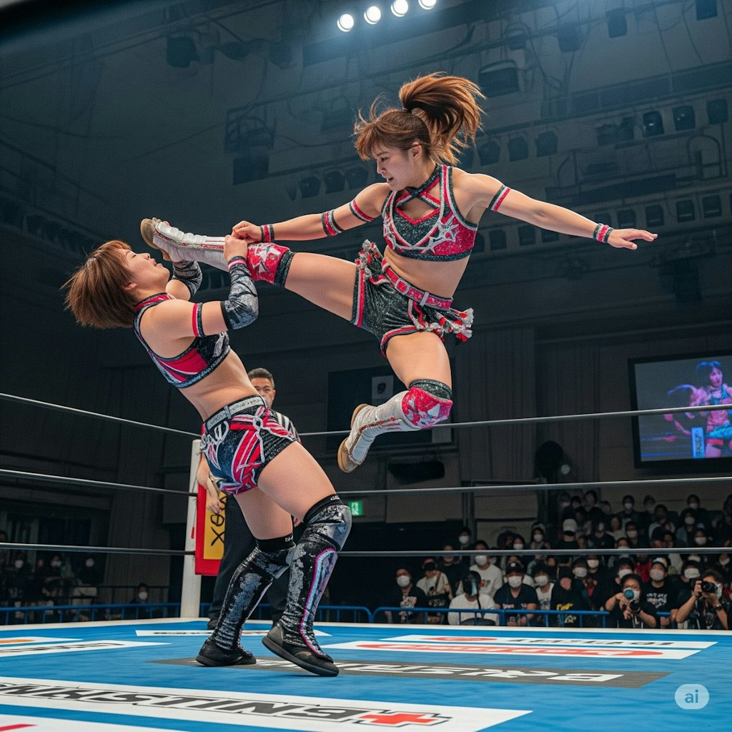 深夜のプロレス技習作　飛び込み編