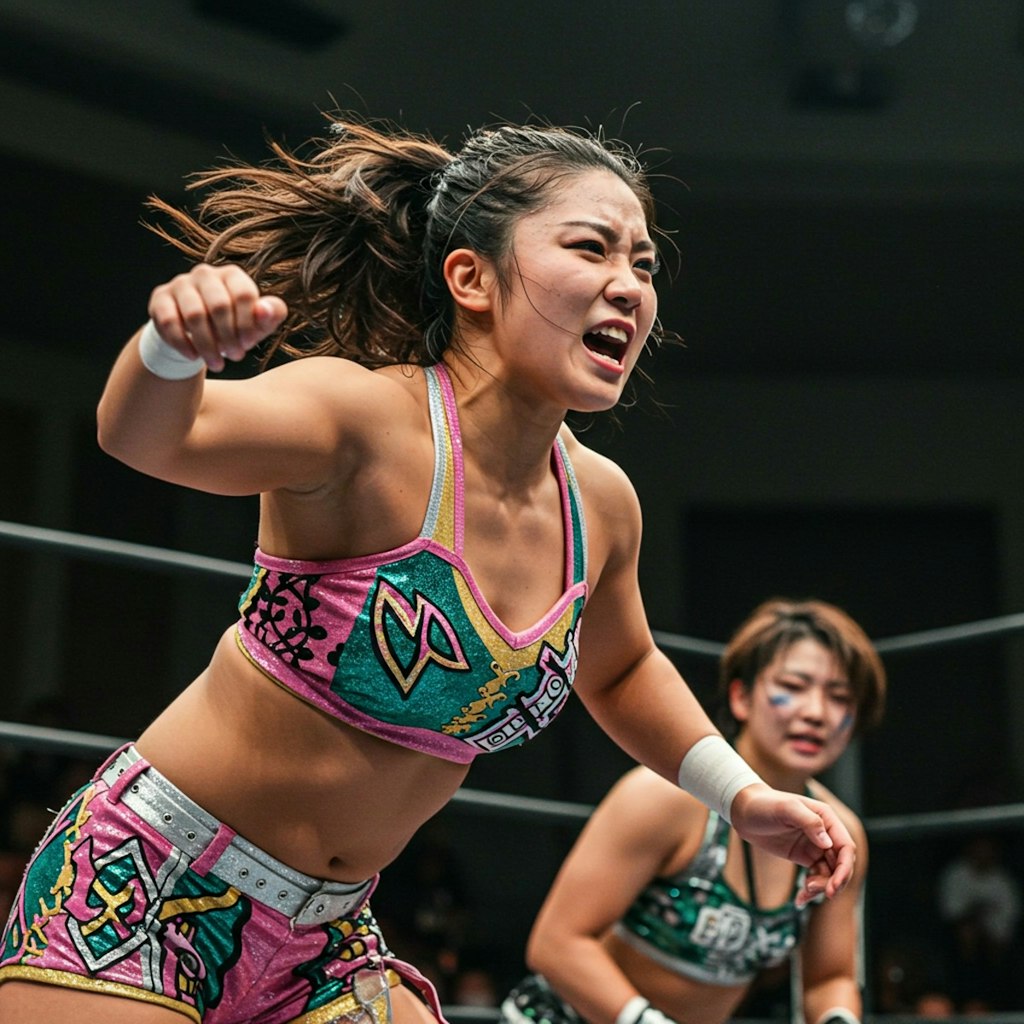 深夜のプロレス技習作　飛び込み編