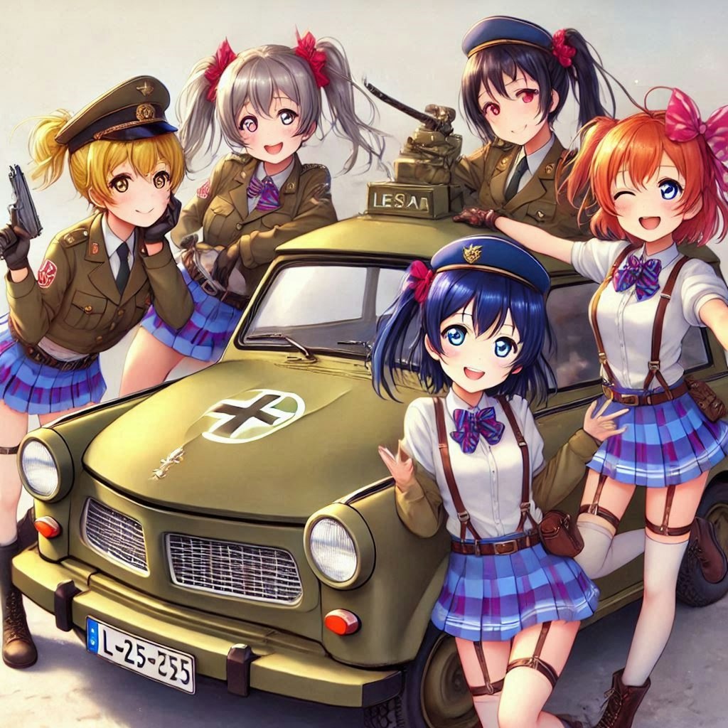 ラブライブキャラとトラバント軍用車