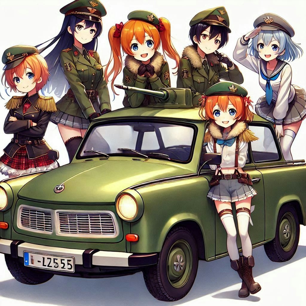 ラブライブキャラとトラバント軍用車