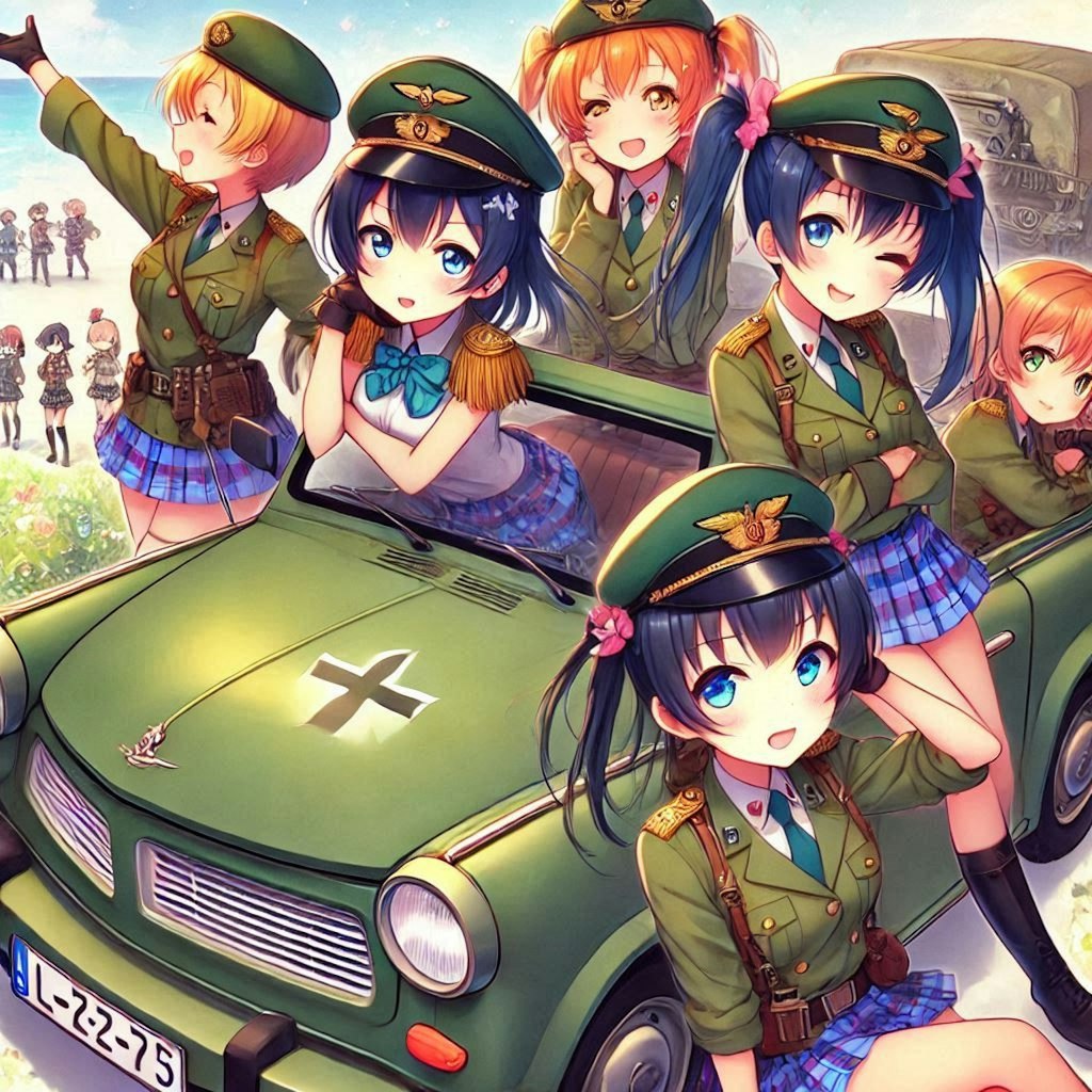 ラブライブキャラとトラバント軍用車