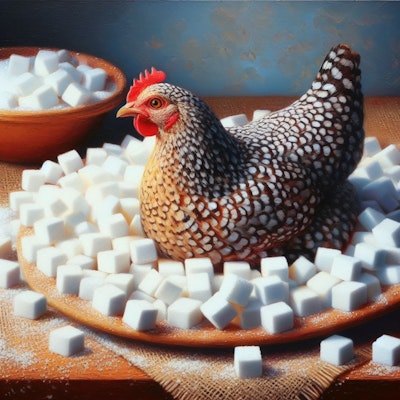 Chickens in sugar cubes