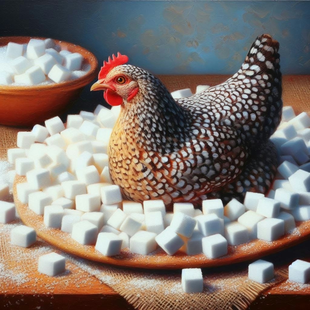 Chickens in sugar cubes