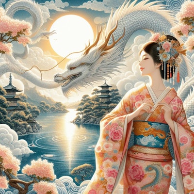 和服と日本画と白龍