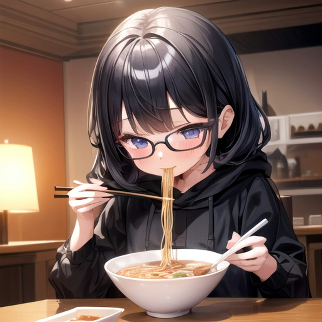 真夜中に麺を喰らう