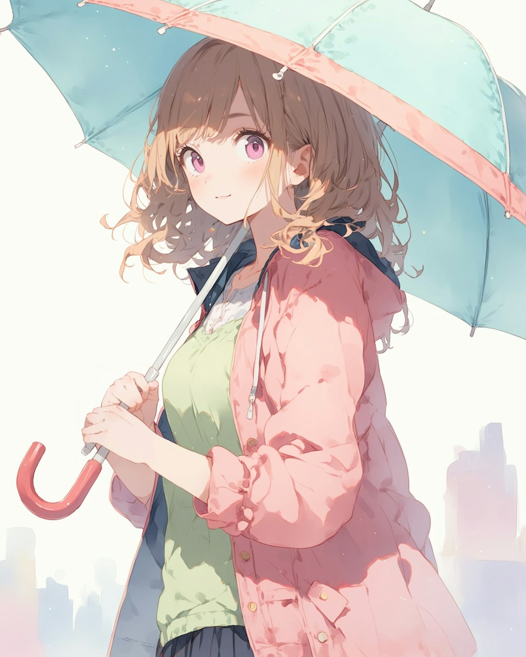 雨の中で傘をさしてる子