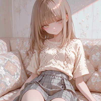 ソファベッドに座る子