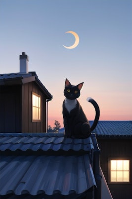 a cat on roof🐈🌙✨