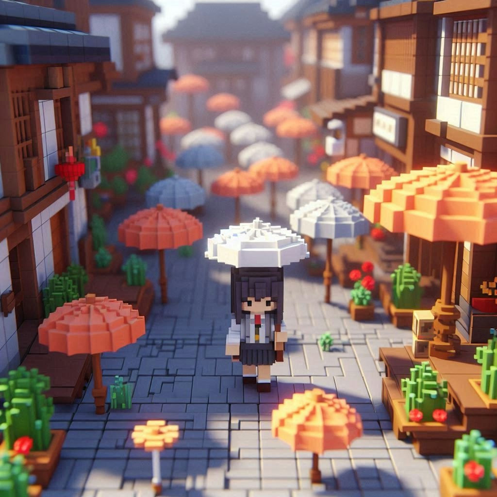 Voxel世界と傘