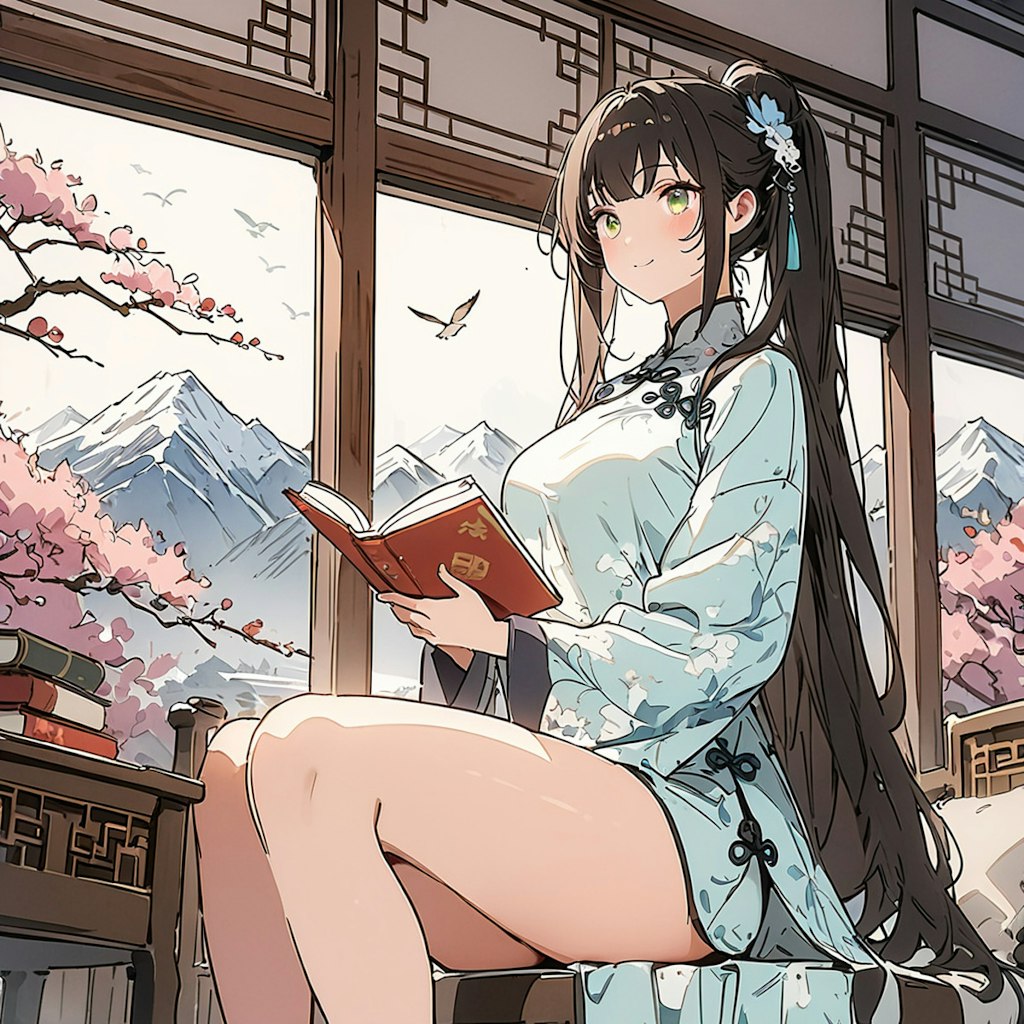 チャイナドレスで読書