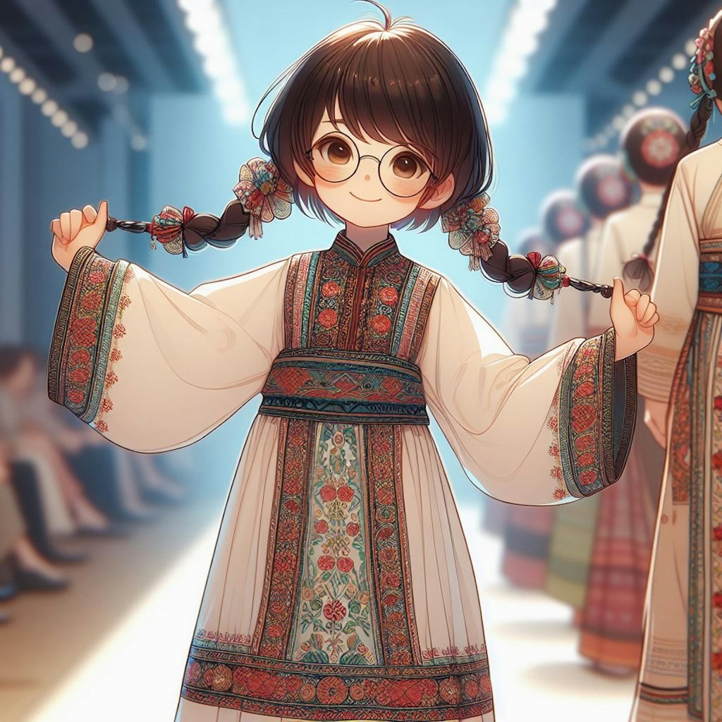 三つ編み眼鏡な民族衣装娘
