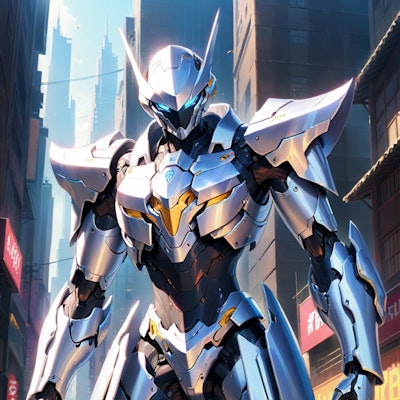 『silver armored cyborg police』