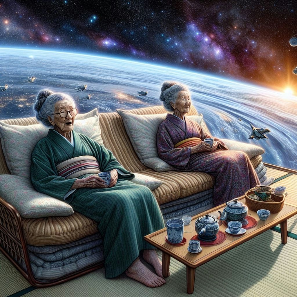 【謎画像】成層圏でお茶を飲む300歳のおばあさんたち