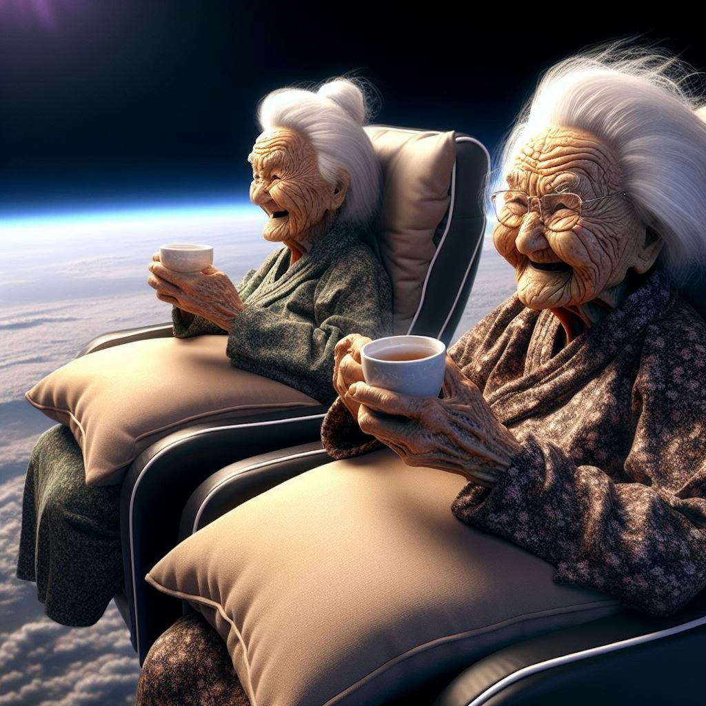 【謎画像】成層圏でお茶を飲む300歳のおばあさんたち