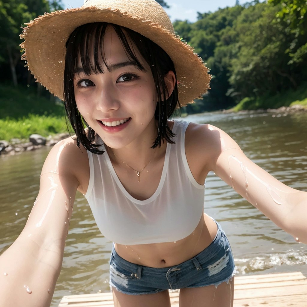 【12枚】夏休みで川遊び