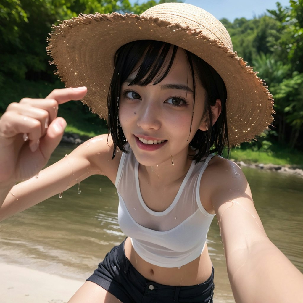 【12枚】夏休みで川遊び