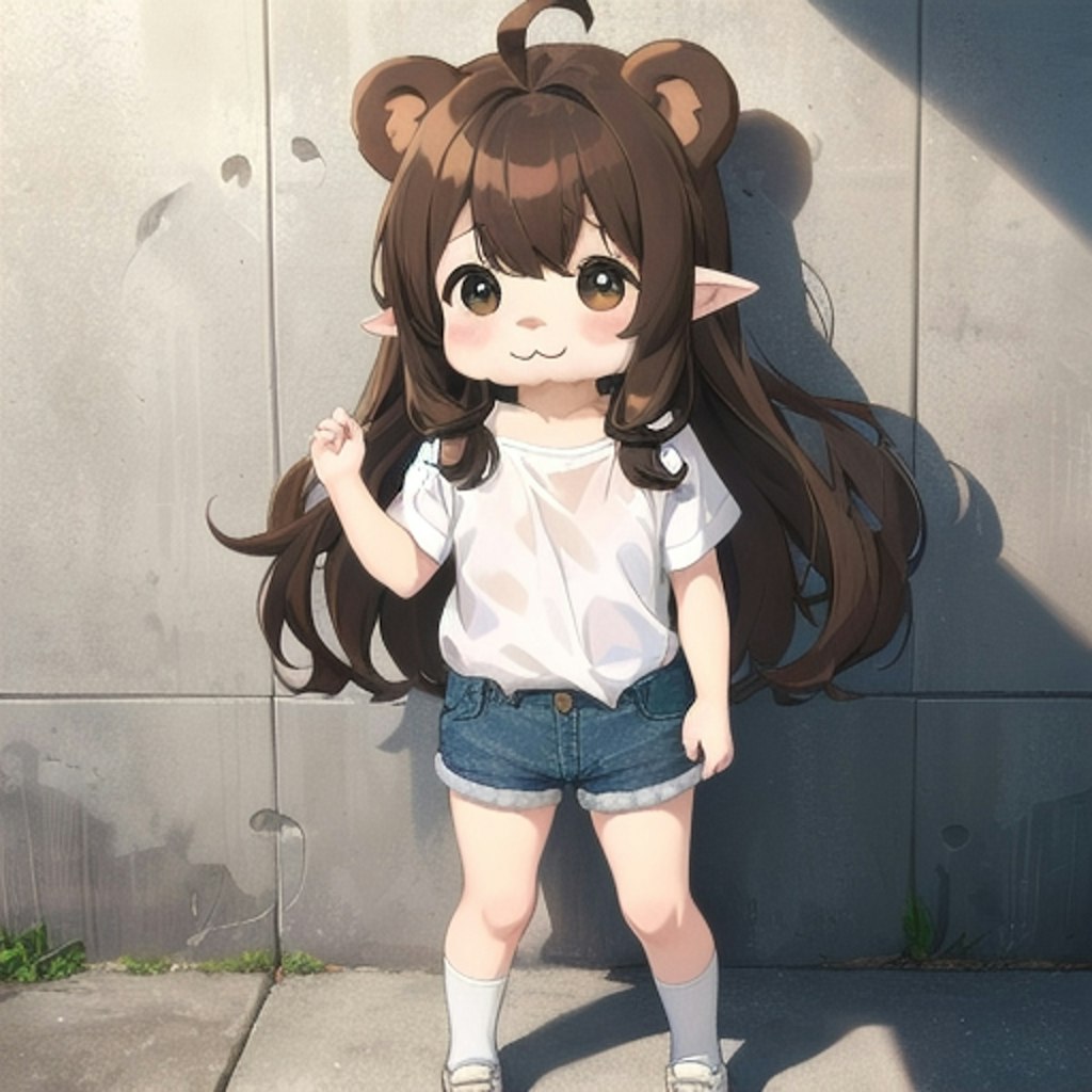 熊耳娘にエルフ耳付属するので、背景変えたら今度はほっぺが膨らんでる件ｗ