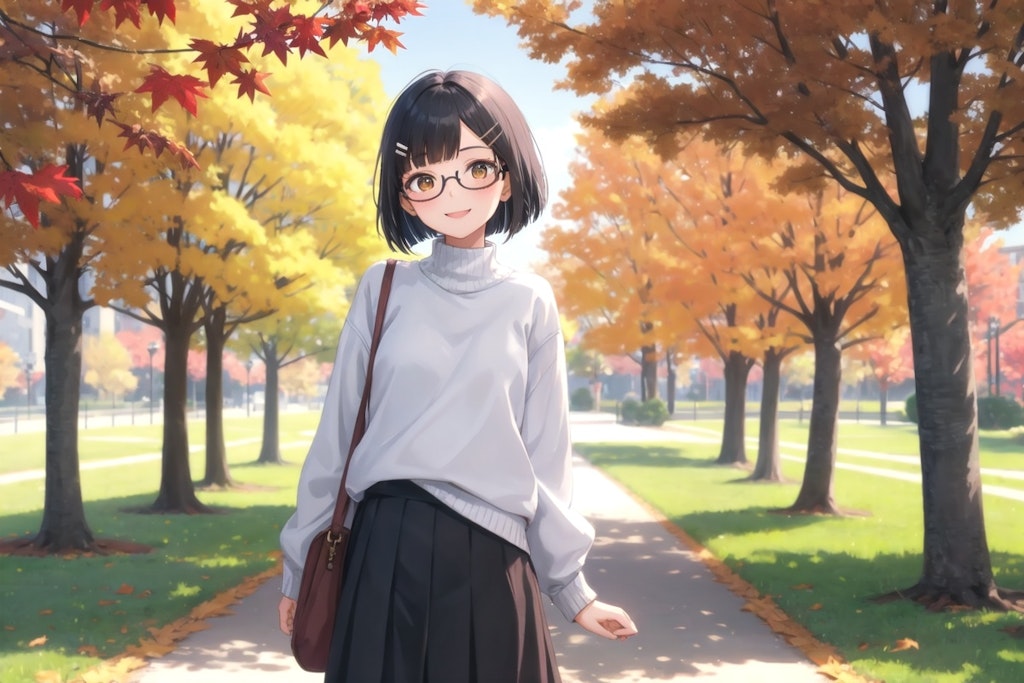 めがねちゃん👓と公園🍁🍂