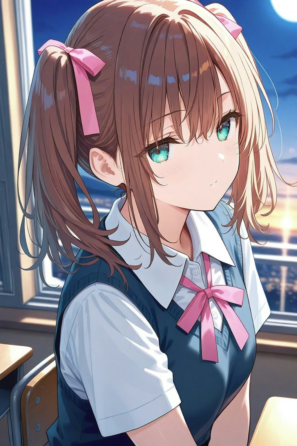 教室で月見