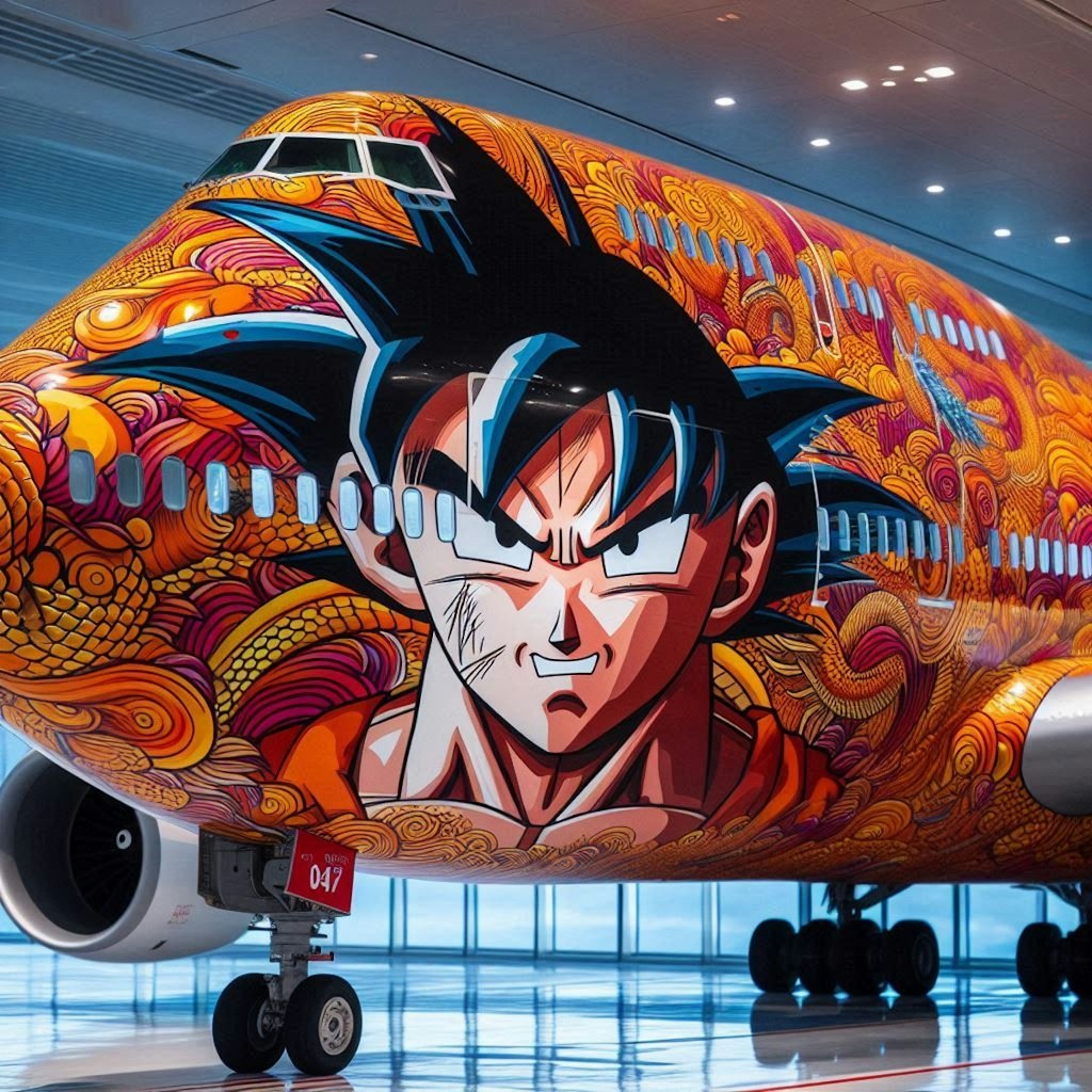 ドラゴンボールの孫悟空柄のボーイング747