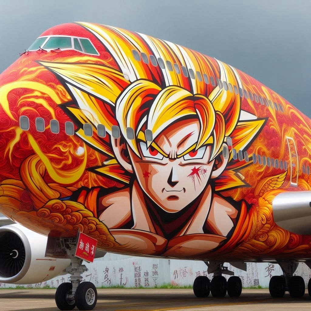 ドラゴンボールの孫悟空柄のボーイング747