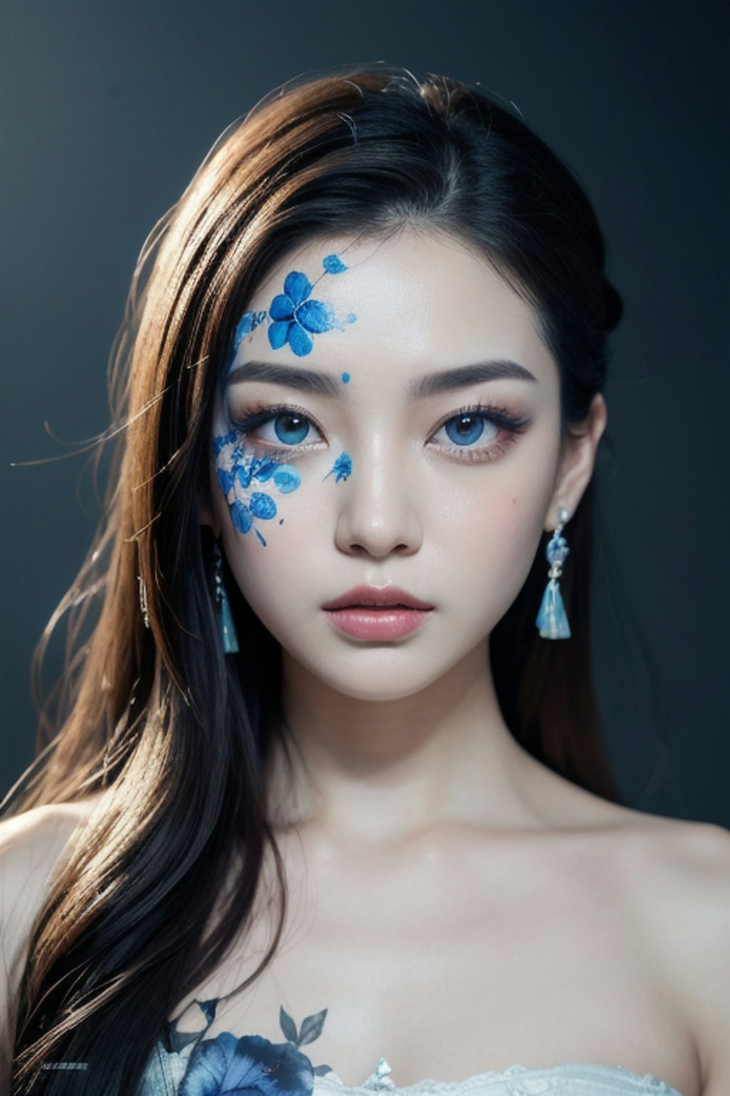 顔にペイントの美女