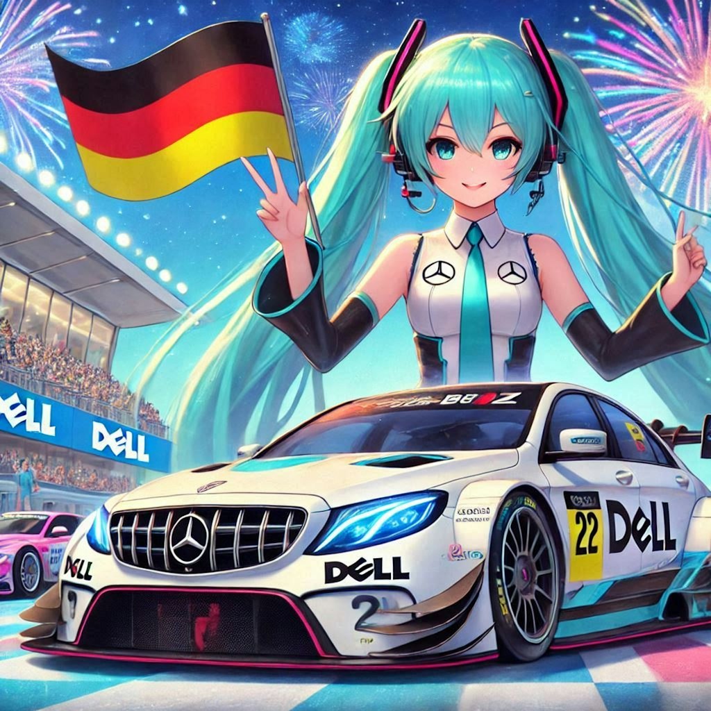 DELLカラーメルセデスベンツセダンレーシングカーと初音ミク