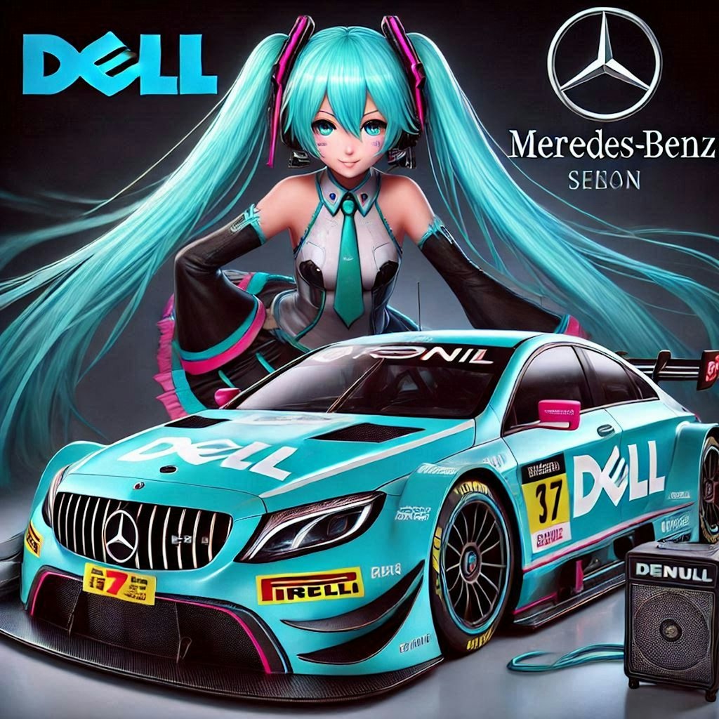 DELLカラーメルセデスベンツセダンレーシングカーと初音ミク