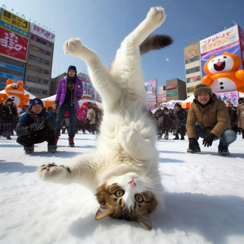 北海道旅行する猫